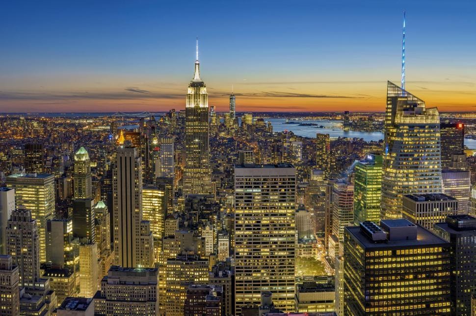 Skyline de Nova York ao entardecer